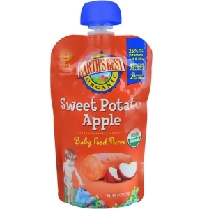 Earth's Best Organic Sweet Potato Apple Puree 4 Oz Pack of 12 - All
