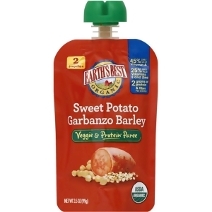 Earth's Best Organic Veggie Protein Sweet Potato Barley Puree 3.5 Oz Pack of 12 - All