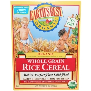 Earth's Best Organic Whole Grain Rice Cereal 8 Oz Pack of 12 - All