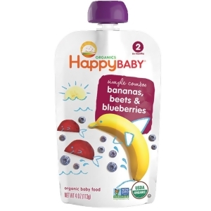Happy Family Stage 2 Baby Food Organic Banana Beets Blueberry 3.5 Oz Pack of 16 - All