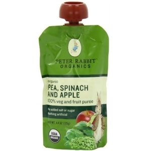 Peter Rabbit Organics Pea Spinach Apple Puree 4.4 Oz Pack of 10 - All