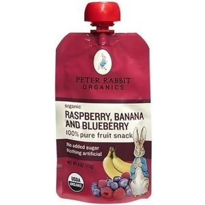 Peter Rabbit Organics Raspberry Banana Blueberry Puree 4 Oz Pack of 10 - All