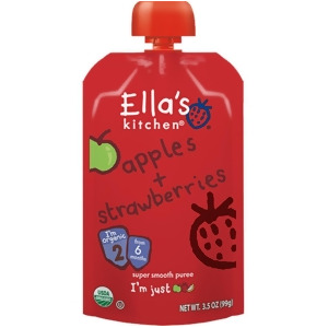 Ella's Kitchen Apples Strawberries Puree 3.5 Oz Pack of 12 - All