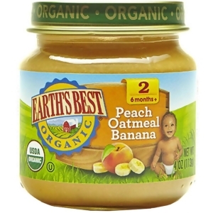 Earth's Best Organic Peach Oatmeal Banana 4 Oz Pack of 12 - All