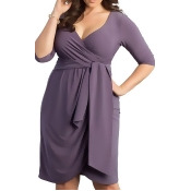 Kiyonna Lavender Women's Plus Harlow Wrap Dress Kiyonna Lavender Women's Plus Harlow Wrap Dress