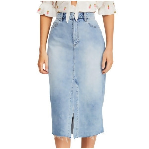 UPC 193465000491 product image for Free People Womens Denim Skirt Straight Pencil Fringe Midi - All | upcitemdb.com