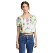 MDS Stripes Cropped Peasant Top MDS Stripes Cropped Peasant Top