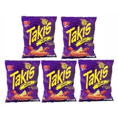 Takis Fuego Rolled Corn Tortilla Xtra Hot Chips 5 Bag Pack From