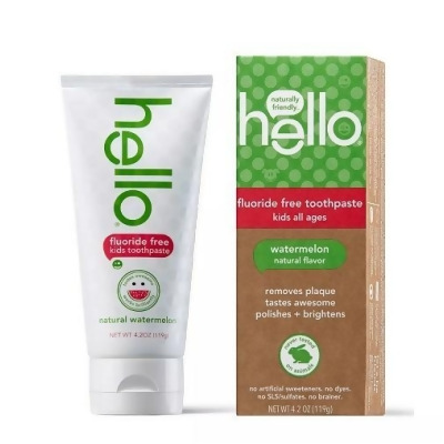 Hello Fluoride Free Toothpaste Kids All Ages Watermelon Natural Flavor 