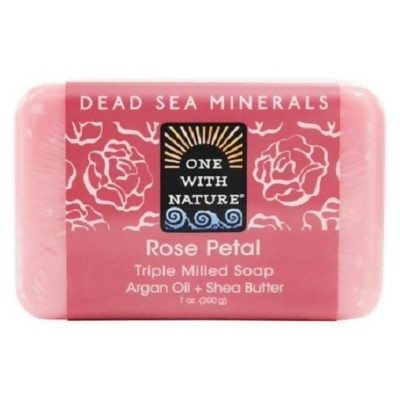 One With Nature Dead Sea Minerals Triple Milled Bar Soap Rose Petal 