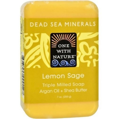 One With Nature Dead Sea Minerals Triple Milled Bar Soap Lemon Sage 