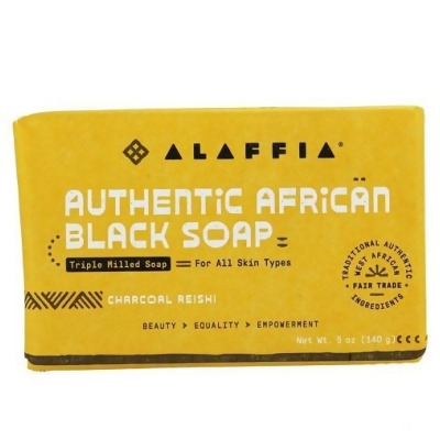 Alaffia Authentic African Black Bar Soap Triple Milled Charcoal Reishi 