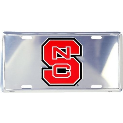 NC State Wolfpack NCAA Silver Mirror License Plate 