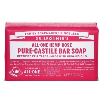Dr. Bronner's All-One Hemp Rose Pure-Castile Soap Bar 