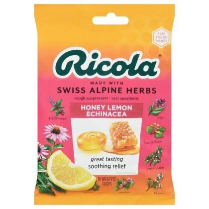 Ricola Honey Lemon Echinacea Cough Suppressant Throat Drops 