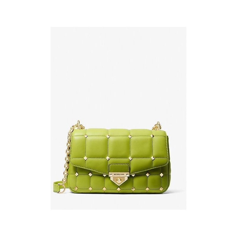 Grand sac à épaule SoHo en cuir matelassé clouté Grand sac à épaule SoHo en cuir matelassé clouté