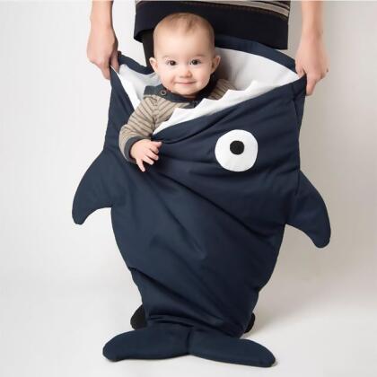 【西班牙製】鯊魚咬一口BabyBites純棉嬰幼兒多功能睡袋-丈青藍 