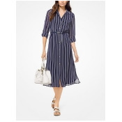Striped Georgette Belted Shirtdress Striped Georgette Belted Shirtdress