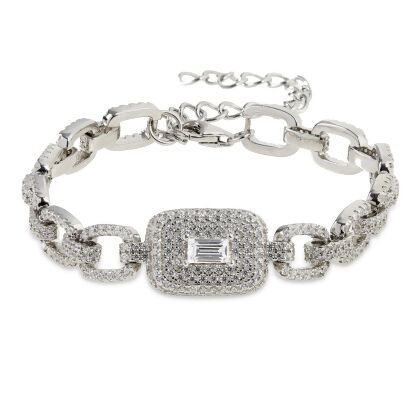 LOREN - Pave Square Radiant Cut Link Bracelet Blow Out Special