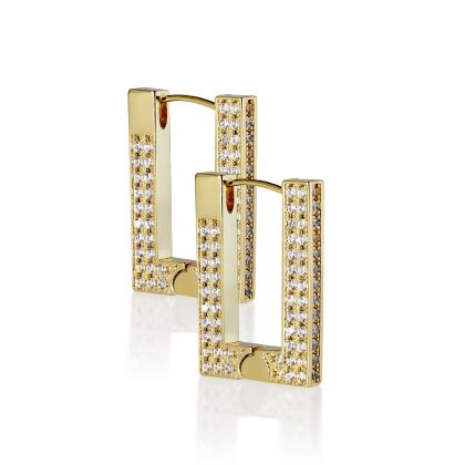 RUE – Pavé Rectangle Hoop Earrings