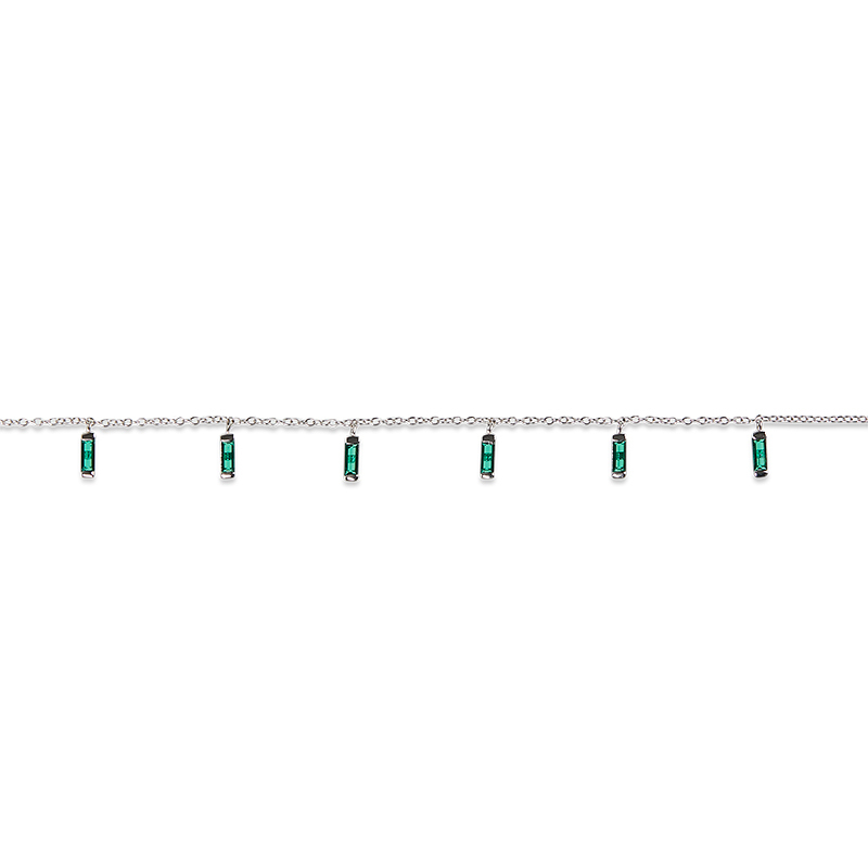 CARYN - Emerald Green Baguette Drop Necklace