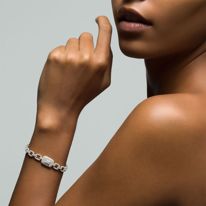 LOREN - Pave Square Radiant Cut Link Bracelet Blow Out Special