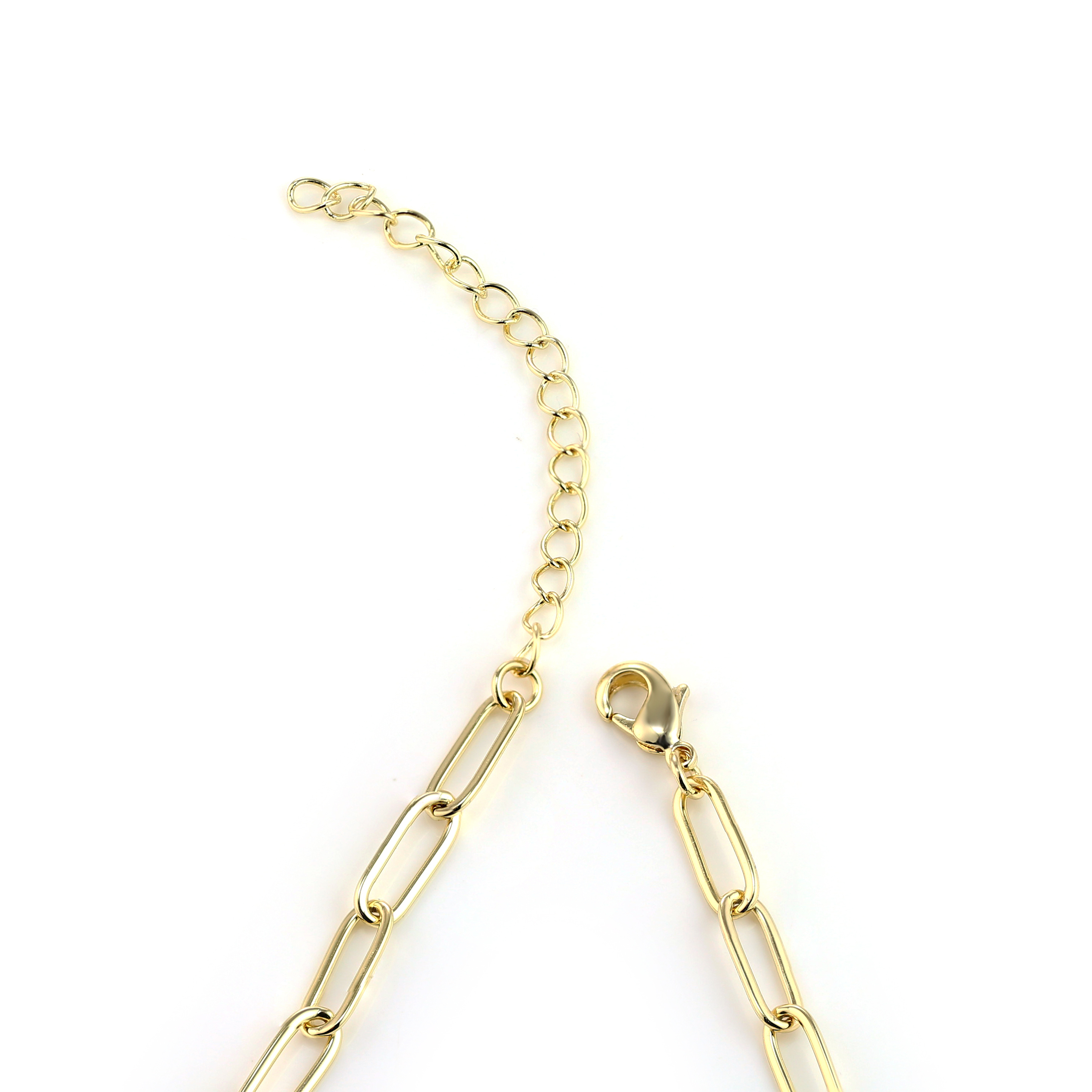 MARIA - Paperclip Bracelet With Pave Oval Link