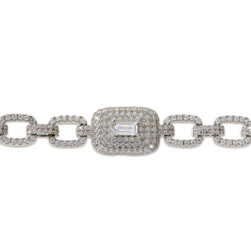 LOREN - Pave Square Radiant Cut Link Bracelet Blow Out Special