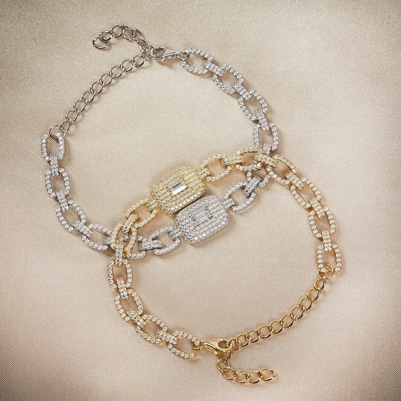 LOREN - Pave Square Radiant Cut Link Bracelet Blow Out Special