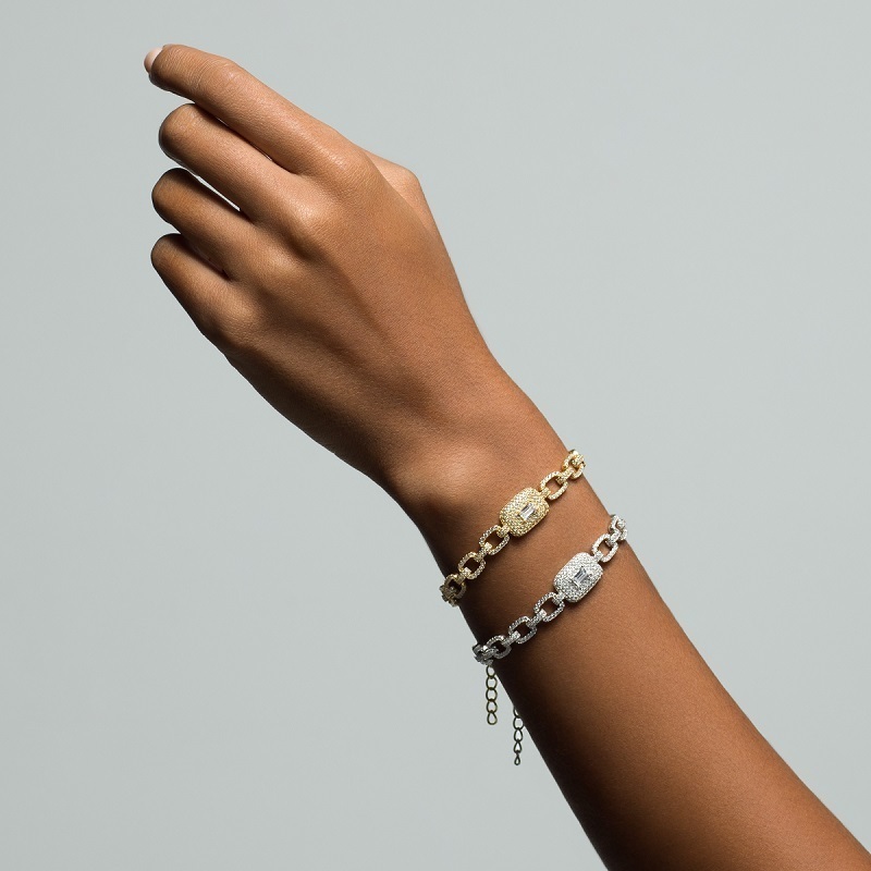 LOREN - Pave Square Radiant Cut Link Bracelet Blow Out Special