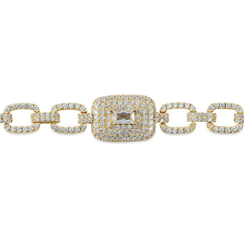 LOREN - Pave Square Radiant Cut Link Necklace Blow Out Special