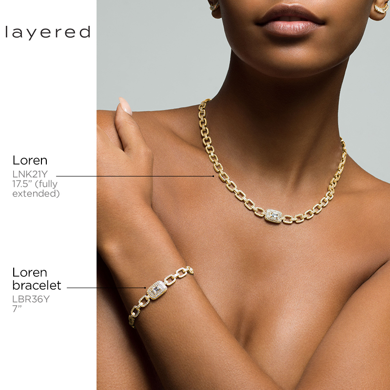 LOREN - Pave Square Radiant Cut Link Necklace Blow Out Special