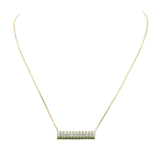 ALISA - Baguette and Emerald Green Bar Necklace SPECIAL