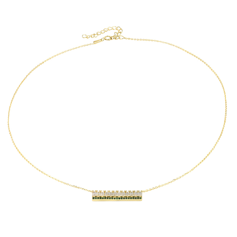 ALISA - Baguette and Emerald Green Bar Necklace (SPECIAL)