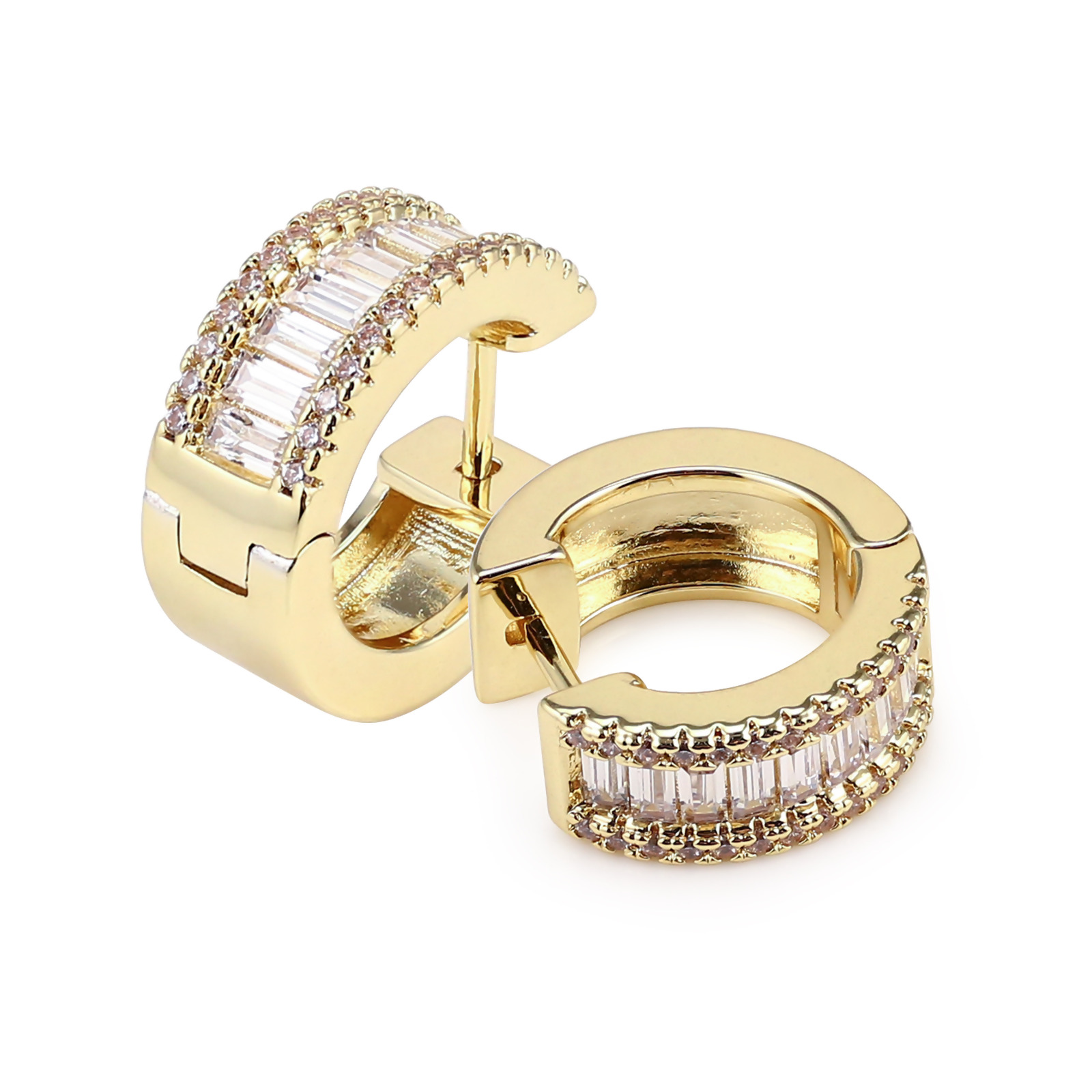 OPHELIA – Baguette Channel Set Huggie Earrings