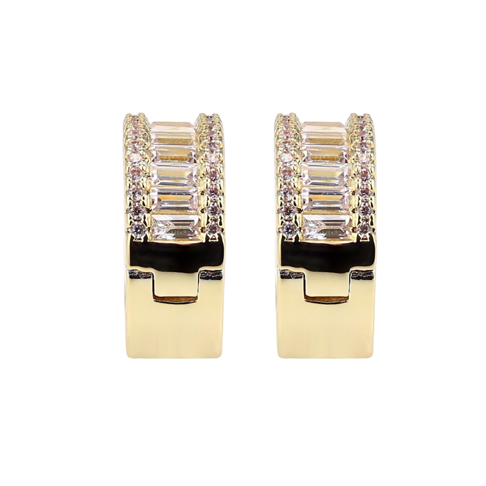 OPHELIA – Baguette Channel Set Huggie Earrings