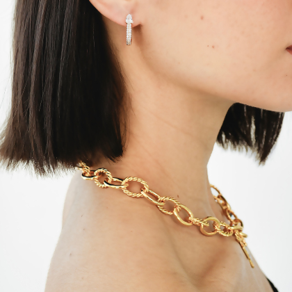 LOUISA - Pear Micro Pavé Huggie Earrings