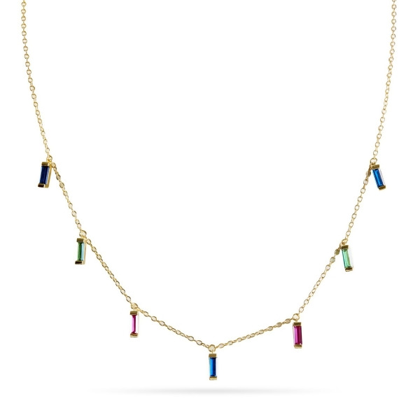 CARYN - Multicolor Baguette Drop Necklace