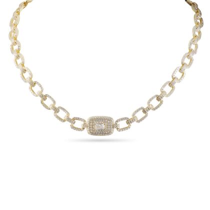 LOREN - Pave Square Radiant Cut Link Necklace (Final Sales)