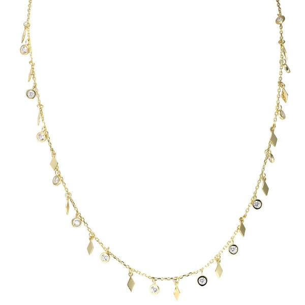 LAYERED X ELLE MYKONOS - Bezel and Diamond Shaped Drop Necklace Blowout Special