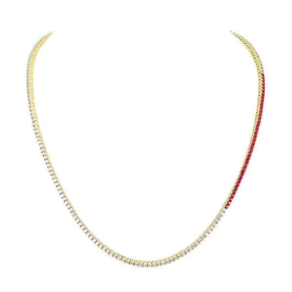 Final Sale - LAYERED X ELLE VENUS - Round Cut Dual Colored Tennis Necklace