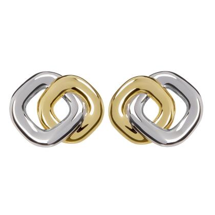 KYLIE - 法式優雅雙色雙環方形耳環