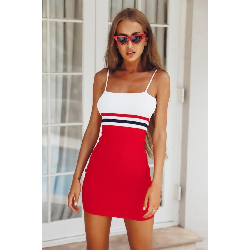 red striped bodycon dress