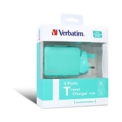 Verbatim 4 Ports 旅行充電器 香港行貨 (3色) - 藍色 Verbatim 4 Ports 旅行充電器 香港行貨 (3色) - 藍色