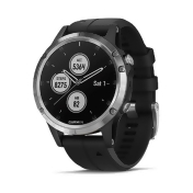 Garmin Fenix 5S Plus 運動腕錶 - 亮銀錶圈 黑色矽膠帶 / 英文版 Garmin Fenix 5S Plus 運動腕錶 - 亮銀錶圈 黑色矽膠帶 / 英文版