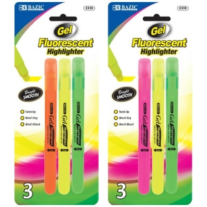 UPC 764608023396 product image for Bazic Gel Highlighter 3 Count Assorted Fluorescent Colors case of 24 - All | upcitemdb.com