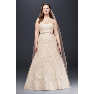 Jewel Lace A Line Beaded Plus Size Wedding Dress Style 9wg3755