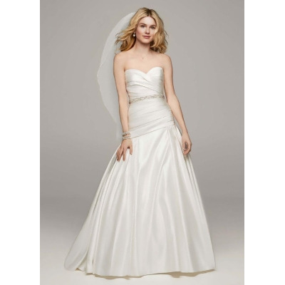 Strapless Satin A Line Gown With Ruched Bodice Style Ai10043123