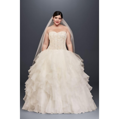 Oleg Cassini Ruffled Skirt Plus Size Wedding Dress Style 8ntcwg568