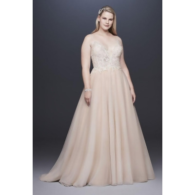 Sheer Beaded Organza Plus Size Wedding Dress Style 9swg784 From